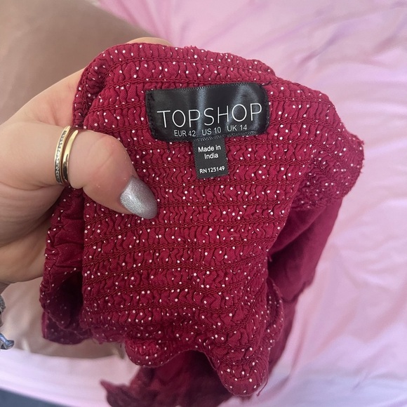 Topshop crop polka dot ruffle top - Picture 2 of 6